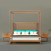 新款新中式实木架子床现代简约仿古民宿主卧禅意会所样板房床家具