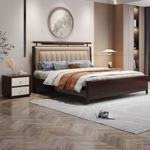 新中式乌金木实木床1.8米1.5米双人大床现代简约轻奢卧室储物婚床