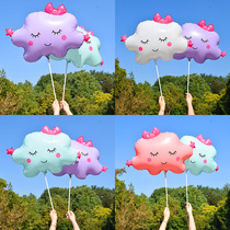 大号可爱云朵造型铝膜气球飘空手持举学校运动会户外拍照道具布置