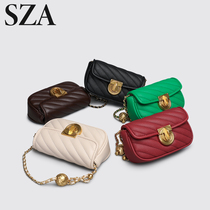 SZA链条包女迷你红色时尚精致小金球菱格单肩斜挎包小众黑色小包
