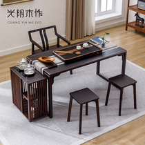 新中式实木茶桌椅组合一体客厅阳台泡茶桌家用小茶台办公室洽谈桌
