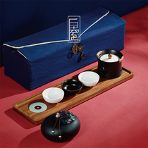 白居室旅行茶具小套日式家用便携式干泡功夫茶杯茶盘棉麻布包套装