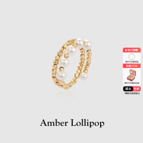 【明星同款】安铂洛利淡水珍珠戒指女小众设计镀k金蹦迪珠食指戒
