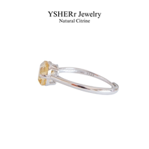 YSHERr 简约款方形水晶首饰方糖天然黄水晶<em>戒指</em>女纯银不掉色活口