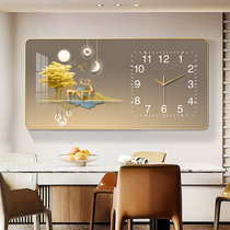 轻奢创意挂钟客厅装饰画沙发背景墙餐厅长方形万年历时钟晶瓷挂钟