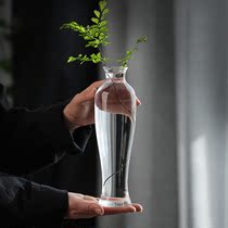 玻璃花瓶摆件透明插花水培花器轻奢餐桌客厅新中式禅意水养观音瓶