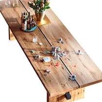 新款美式乡村复古实木餐桌长方形会议桌欧式原木办公桌家用饭桌椅
