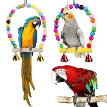 1PC Natural Wooden Parrots Swing Toy Parakeet Birds