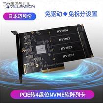 免主板拆分迈和d伦PCIe转M.2NVMESSD4四盘软RAID阵列扩