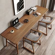 北欧实木电脑桌现代简约家用小户型双人学习桌子原木单人书房书桌