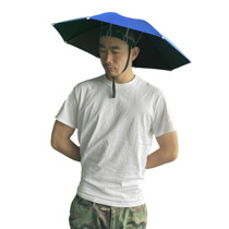 头戴式遮阳雨伞帽防晒钓鱼采茶斗笠头顶黑胶小号中号塑料支撑支架