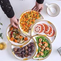 北欧<em>拼盘餐具创意</em>组合陶瓷盘子家用装菜碟子拼碟奇形过年菜盘摆盘