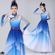 新款蒙古舞蹈服装女蓝色度大摆裙蒙古长裙鸿雁成人艺考表演服分体