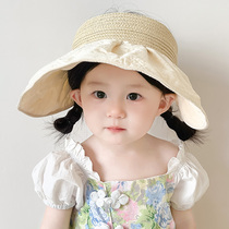 儿童帽子夏季女童防晒帽大檐户外防紫外线空顶帽女宝宝遮阳太阳帽