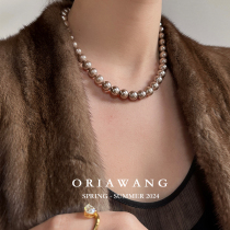 ORIAWANG 原创进口施华洛 雅致系列S925纯银太妃琥珀珍珠项链