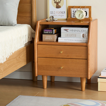 北欧家用卧室实木樱桃木床头柜橡木日式现代简约床边柜原木奶油风