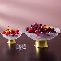 日韩现代网红水晶玻璃果盘糖果水果盘套装创意客厅茶几装饰摆件