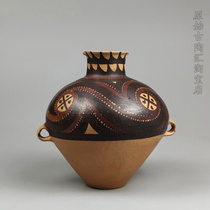手工制作马家窑文化彩陶罐古中式装饰品火烧真陶器工艺品摆件