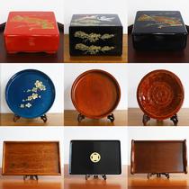 日本回流木质漆器花器漆盒精美日式食盒木制漆盘老物件收藏品摆件