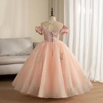 女童礼服公主裙2024新款粉色生日主持人洋气质小提琴钢琴演出服