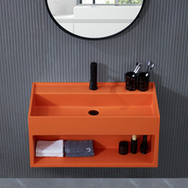 北欧人造石浴室柜组合洗手盆洗脸柜挂壁式挂墙式卫V生间台盆柜橙