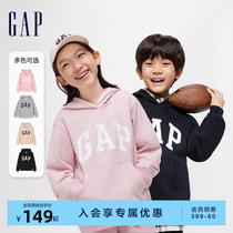Gap男童2024春新款经典字母logo连帽卫衣外套儿童装连帽衫400075