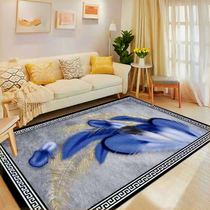 客厅毯 3*2米-家用地毯床边毯茶几垫地毯【轻奢蓝羽毛】