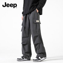 Jeep吉普裤子男士2024新款户外冲锋裤男款美式运动多口袋工装裤男