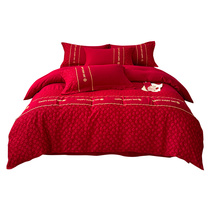 中式法式大婚红四件套结婚婚房床上庆品床单k8URIIQJ被套被罩蕾用