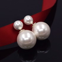 925纯银双面珍珠耳钉女气质百搭耳饰网红前后两用大小耳环防过敏