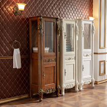 奥卫冠欧式浴室柜边柜橡木实木钢化玻璃浴室边柜立柜夹缝柜高柜