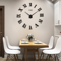 免打孔装饰钟表挂钟现代简约罗马数字客厅创意大尺寸数字墙贴时钟