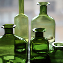 掬涵绿色玻璃花瓶艺术玻璃瓶大号手工客厅插花装饰欧式大肚瓶花器