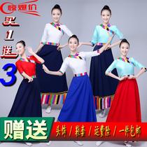 藏族舞蹈大摆裙舞蹈练习裙藏族裙藏舞裙子广场舞服基训舞蹈服套装