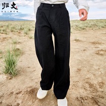 纯亚麻裤子男夏季冰丝西裤薄款男士长裤宽松直筒休闲男装中国风潮