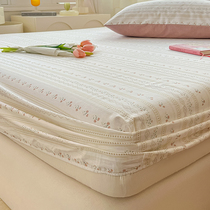 北欧全棉床笠单件简约花卉樱桃花纯棉床罩全包防滑床单床垫保护套