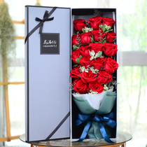 红玫瑰花束礼盒装生日真鲜花速递同城配送女友北京上海广州深圳店