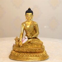 尼泊尔释药师佛精品铜雕塑8寸24cm雕刻释伽牟尼的一生雕花摆件