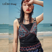 裂帛LIEBOFeng设计师品牌2024年国风刺绣小吊带百搭甜酷亮丝背心