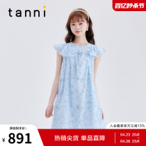 tanni新款高端女装气质微胖飞飞袖清凉连衣裙TM11DR099A
