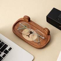 梵瀚木制办公室桌面收纳盒创意可爱眼镜放置盘玄关钥匙杂物收纳盘