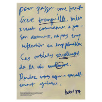 法式复古手写蓝色字母艺术海报巴黎小众贴纸装饰画贴画画芯海报