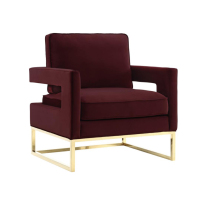 Haleigh accent chair北欧设计师深红色绒布<em>沙发椅</em>客厅接待椅
