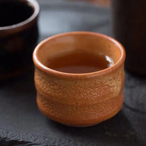 日本进口陶瓷茶具 日式鼠志野烧煎茶杯粗陶品茗杯功夫普洱茶杯