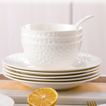 纯白骨瓷碗单个家用饭碗大小号白色瓷釉下彩餐具碗碟盘子陶瓷面碗
