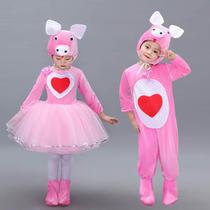 小猪演出服儿童小猪佩奇衣服粉色可爱快乐三只小猪舞蹈表演服成人