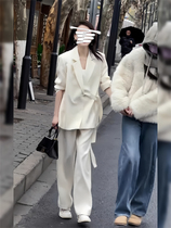 高级感白色西装外套女2024年春秋新款韩版宽松小个子西服套装上衣