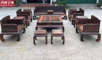 老挝大红酸枝雕光板素面厚板沙发红木沙发交趾黄檀沙发客厅组合