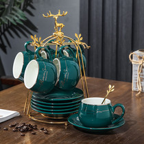 精致咖啡杯套装金边高颜值现代小奢华家用陶瓷杯子办公杯下午茶具