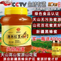 新疆伊犁唐布拉黑蜂蜂蜜2千克山花蜜天山高山大瓶绿色食品